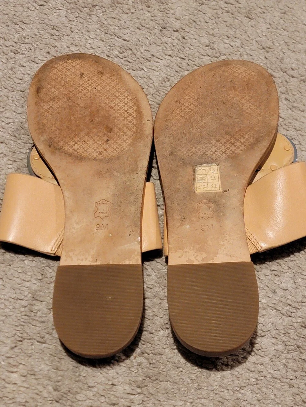Tory Burch Patos Disc Sandal Tan Silver Size 9